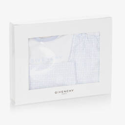 Givenchy-White & Blue Cotton 4G Baby Shorts Set | Childrensalon Outlet