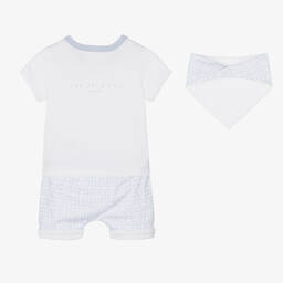 Givenchy-White & Blue Cotton 4G Baby Shorts Set | Childrensalon Outlet