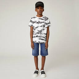 Givenchy-Белая хлопковая футболка с готическим принтом | Childrensalon Outlet