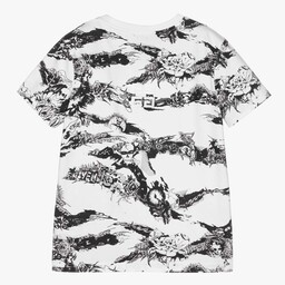 Givenchy-Белая хлопковая футболка с готическим принтом | Childrensalon Outlet