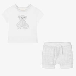 Givenchy-White & Grey 4G Baby Shorts Set | Childrensalon Outlet