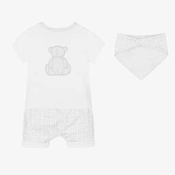 Givenchy-White & Grey 4G Baby Shorts Set | Childrensalon Outlet