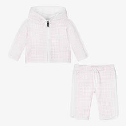 Givenchy-White & Pink 4G Logo Baby Tracksuit | Childrensalon Outlet