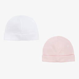 Givenchy-قبعة قطن لون أبيض وزهري للمولودات (عدد 2) | Childrensalon Outlet