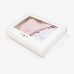 Givenchy-قبعة قطن لون أبيض وزهري للمولودات (عدد 2) | Childrensalon Outlet