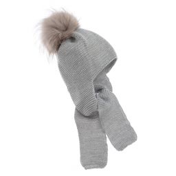 Gorros Navarro-Grey Knitted Baby Hat & Scarf | Childrensalon Outlet