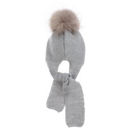 Gorros Navarro-Grey Knitted Baby Hat & Scarf | Childrensalon Outlet