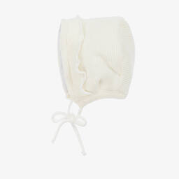 Gorros Navarro-Ivory Knitted Frill Bonnet | Childrensalon Outlet