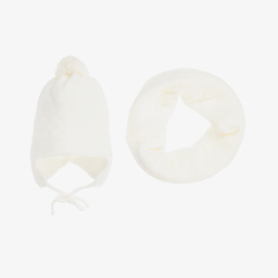 Gorros Navarro-Ivory Knitted Hat & Snood Set | Childrensalon Outlet