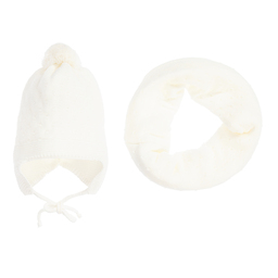 Gorros Navarro-Ivory Knitted Hat & Snood Set | Childrensalon Outlet