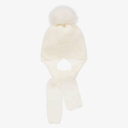 غوروس نافارو-قبعة وسكارف أكريليك محبوك لون عاجي للأطفال | Childrensalon Outlet