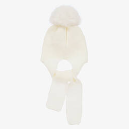 غوروس نافارو-قبعة وسكارف أكريليك محبوك لون عاجي للأطفال | Childrensalon Outlet