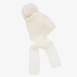 غوروس نافارو-قبعة وسكارف أكريليك محبوك لون عاجي للأطفال | Childrensalon Outlet