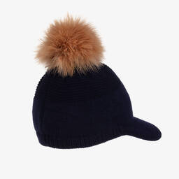 Gorros Navarro-Синяя шерстяная кепка с помпоном | Childrensalon Outlet