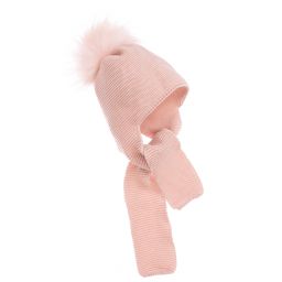 Gorros Navarro-Pink Knitted Baby Hat & Scarf | Childrensalon Outlet