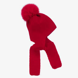 غوروس نافارو-قبعة وسكارف أكريليك محبوك لون أحمر للأطفال | Childrensalon Outlet