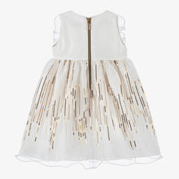 Graci-Baby Girls White & Gold Sequin Dress | Childrensalon Outlet