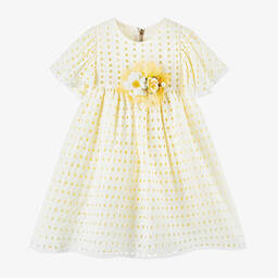 Graci-Baby Girls Yellow Embroidered Viscose Dress | Childrensalon Outlet