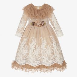Graci-Кремово-бежевое платье из тюля | Childrensalon Outlet
