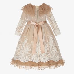 Graci-Кремово-бежевое платье из тюля | Childrensalon Outlet