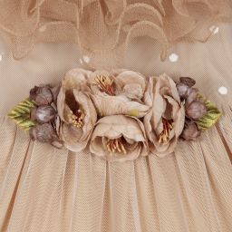 Graci-Кремово-бежевое платье из тюля | Childrensalon Outlet