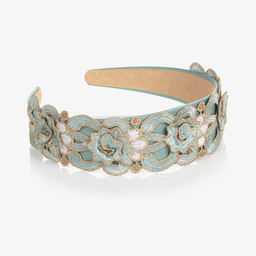 Graci-Кремово-голубой ободок с кружевом | Childrensalon Outlet