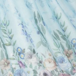 Graci-فستان قطن فوال لون أزرق بطبعة ورود | Childrensalon Outlet