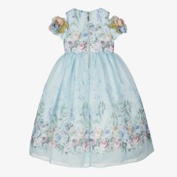 Graci-فستان قطن فوال لون أزرق بطبعة ورود | Childrensalon Outlet