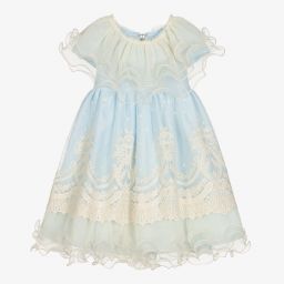 Graci-Голубое платье из тюля с кружевом для малышей | Childrensalon Outlet