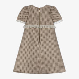 Graci-Girls Beige Collar Dress with Embroidery | Childrensalon Outlet