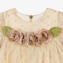 Graci-Бежевое кружевное платье с вышивкой | Childrensalon Outlet