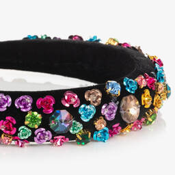 غراتسي-طوق للشعر مخمل لون أسود مزين بكريستال للبنات | Childrensalon Outlet