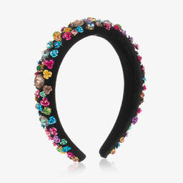 غراتسي-طوق للشعر مخمل لون أسود مزين بكريستال للبنات | Childrensalon Outlet