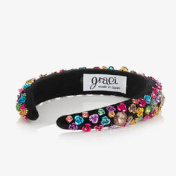 غراتسي-طوق للشعر مخمل لون أسود مزين بكريستال للبنات | Childrensalon Outlet