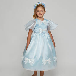 Graci-Голубое платье из органзы для девочек | Childrensalon Outlet