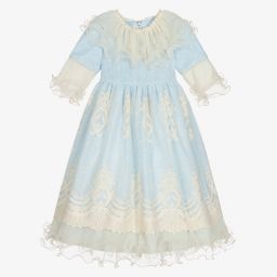 Graci-Голубое платье из тюля с кружевом для девочек | Childrensalon Outlet