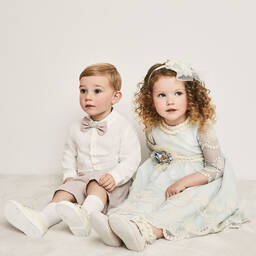 غراتسي-فستان أطفال بناتي قطن تول ودانتيل لون عاجي | Childrensalon Outlet