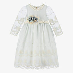 Graci-Girls Blue Tulle Lace Dress | Childrensalon Outlet