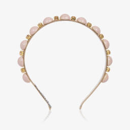 Graci-طوق شعر للبنات بلون وردي مزين بالخرز والأحجار الكريمة | Childrensalon Outlet