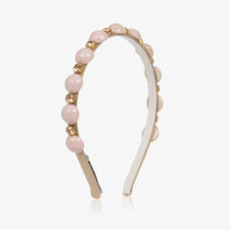 Graci-طوق شعر للبنات بلون وردي مزين بالخرز والأحجار الكريمة | Childrensalon Outlet