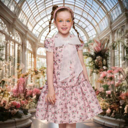 Graci-فستان جورجيت وردي فاتح مزين بالزهور للبنات | Childrensalon Outlet