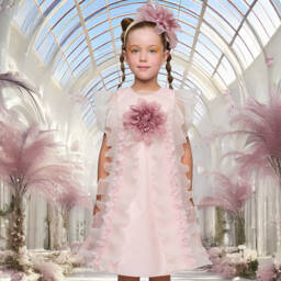 Graci-Платье из атласного тюля для девочек в нежно-розовом цвете | Childrensalon Outlet