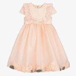Graci-Кораллово-розовое платье с лепестками | Childrensalon Outlet