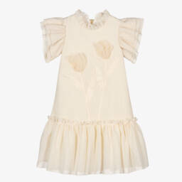 Graci-Girls Elegant Ivory Floral Gown | Childrensalon Outlet