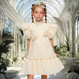 Graci-Girls Elegant Ivory Floral Gown | Childrensalon Outlet