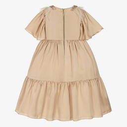 Graci-Розовое атласное платье с перьями | Childrensalon Outlet