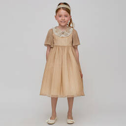 Graci-Girls Gold Shimmer Dress | Childrensalon Outlet