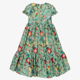 Graci-Girls Green Floral Dress  | Childrensalon Outlet