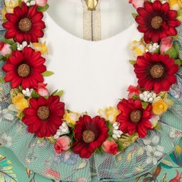 Graci-Girls Green Floral Dress  | Childrensalon Outlet