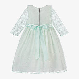 Graci-فستان تول مطرز لون أخضر فاتح وأبيض | Childrensalon Outlet